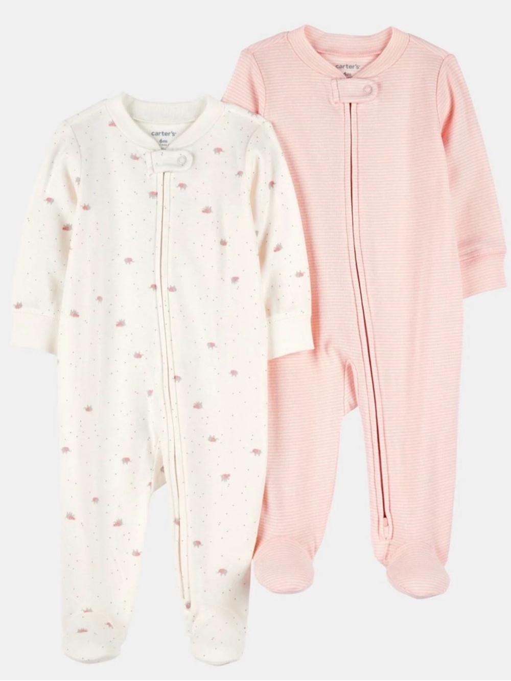 4 Pack Carter's 2-Way Zip Footed Onesies (NB)